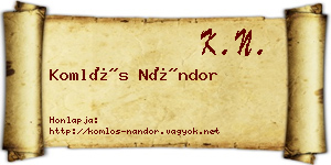 Komlós Nándor névjegykártya
